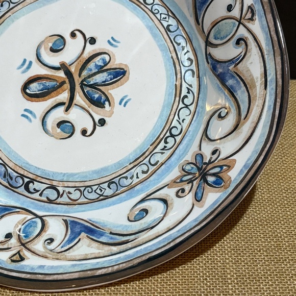 Le Cadeaux Melamine Fleur De Lis Large Serving Salad Pasta Bowl 12.5" X 8" X 3" - Picture 7 of 12